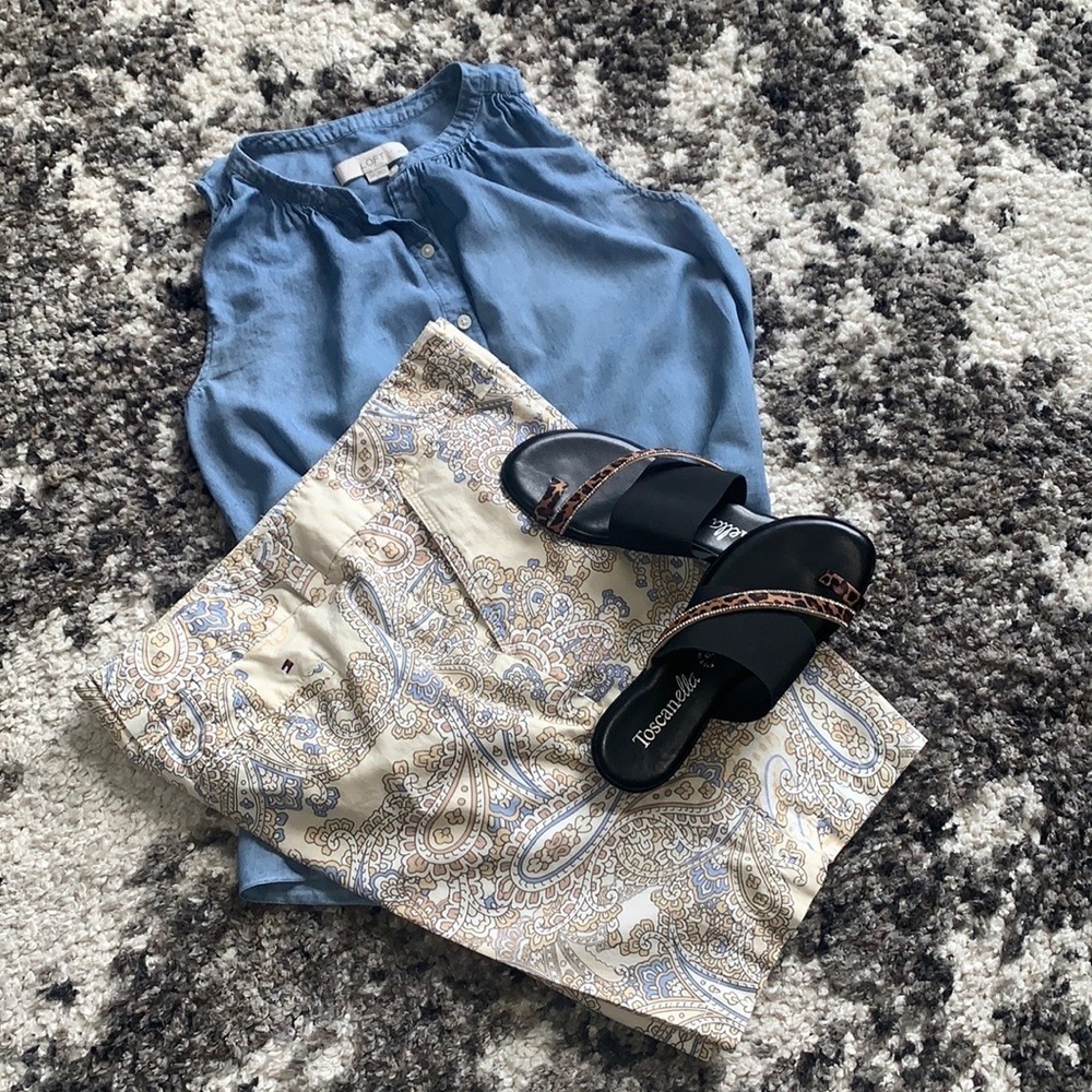 Ann Taylor Loft top Cotton Denim Looking Sleeveless size XSP
